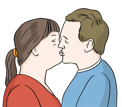 Küssen Frau und Mann